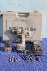 lot 96 image: PORTER- CABLE PROFESSIONAL POWER TOOLS DRILL DRIVER 8620 WITH DRILL BITS &nbsp 2-BATTERIES AND CHARGING STAND WITH PORTER CABLE STORAGE CASE&nbsp