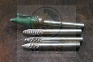 lot 85 image: TOTAL OF 4 TREE SHAPE ROTARY CARBIDE CUTTING BURRS&nbsp
