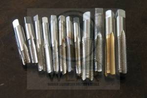 lot 94 image: TOTAL OF 12 ASSORTED BRANDSIZE HSS CARBIDE 3FLUTE HAND TAPS&nbsp
