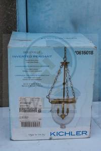 lot 140 image: NEW KICHLER BELLEVILLE INVERTED PENDANT , 0616018 IN ORIGINAL BOX&nbsp