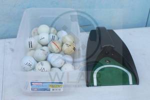 lot 142 image: NEXXTECH ELECTRIC AUTOMATIC GOLF BALL RETURN TRAINING DEVICE WITH GENEROUS AMOUNT OF GOLF BALLS&nbsp