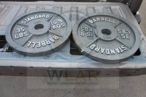 lot 190 image: TOTAL OF 2&nbsp CAP FIRST PLACE STANDARD OLYMPIC STEEL 35LBS WEIGHT PLATES&nbsp