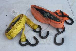 lot 213 image: TOTAL OF 2 RATCHET TIE DOWNS , ORANGE YELLOW&nbsp