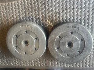 lot 220 image: TOTAL OF 2&nbsp BLACK 25LB&nbsp OLYMPIC BUMPER WEIGHT PLATES&nbsp