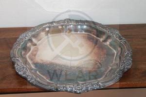 lot 10 image: 1883 F.B&nbsp ROGERS SILVER CO, 6734&nbsp SILVER-PLATED&nbsp EDELWEISS FLORAL EDGES SERVING TRAY&nbsp