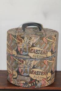 lot 13 image: VINTAGE&nbsp TAPESTRY MULTI AIRLINE FABRIC JAL EASTERN TRAVELING&nbsp JAPAN AIRLINE HAT BOX WITH KEY , 13&nbsp&nbsp