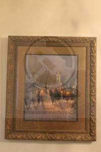 lot 18 image:  VILLAGE CAROLERS  FOCUS ON THE FAMILY , SIGNED&nbsp G. HARVEY &amp NUNBERED 266425 IN ORNATE STYLE&nbsp WOOD FRAME&nbsp WITH COA , 30 X 34 12 H  SEE PICS&nbsp