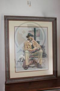 lot 39 image:  1977 THE STORY TELLER SIGNED GARY GORE NUMBERED 65250 , IN WOOD FRAME 30 X 36&nbsp
