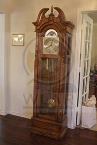 lot 21 image: RIDGEWAY GRANDFATHER CLOCK&nbsp WITH DOOR KEY  EW MOVEMENT FINISH OAK , W1188&nbsp