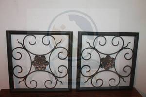 lot 57 image: TOTAL OF 2&nbsp ORNATE FLORAL&nbsp SCROLL DESIGN METAL ART&nbsp PANEL&nbsp ACCENT WALL DECORS, 16 X 16&nbsp