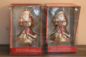 lot 70 image: TOTAL OF 2 FITZ AND FLOYD 2004 TODAYS TREASURE TOMORROWS TRADITIONS LARGE&nbsp 9 12  CHRISTMAS ORNAMENTS 19570 IN ORIGINAL BOX&nbsp