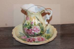 lot 83 image: VINTAGE LEFTON&nbsp HAND-PAINTED FLORAL MOTIFS CHINA 9 12&nbsp BASIN&nbsp &amp&nbsp 6 PITCHER SL5245 MADE IN JAPAN&nbsp