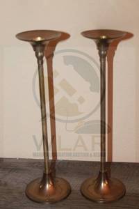 lot 85 image: TOTAL OF 2 TALL BRASS TAPER&nbsp 12 CANDLE HOLDERS MADE IN INDIA&nbsp
