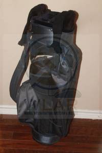 lot 58 image: KNIGHT BLACK GOLF CART BAG&nbsp WITH 2- GLOF CLUB HEADCOVERS&nbsp