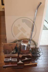 lot 96 image: VINTAGE RAINBOW D REXAIR VACUUM CLEANER WITH VARIOUS ATTACHMENTS&nbsp