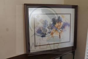 lot 121 image:  THE SCOLDING  WALL ART SIGNED BERT SEABOURN&nbsp NUMBERED 3771000 IN WOOD FRAME , 30W X 26H&nbsp