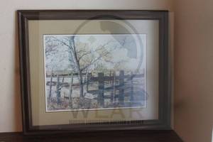 lot 125 image: CORRAL &nbsp WATERCOLOR WALL ART INWOOD FRAME&nbsp &nbspSIGNED TRAVERS GREEN &amp NUMBERED 120250, 30W X 25H&nbsp