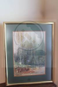 lot 133 image: SPRING LOVER WATERCOLOR WALL ART SIGNED BERT SEABOURN NUMBERED 5241000 IN GOLD FRAME , 22 12W X 28 12H&nbsp