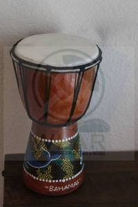 lot 143 image: HAND PAINTED DJEMBE DRUM ,9 12 H