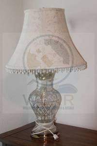 lot 162 image: VINTAGE&nbsp VICTORIAN CRYSTAL TABLE LAMP WITH BELL SHAPED CHANDELABRA SHADE  SEE PICS&nbsp