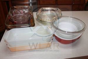 lot 234 image: LOT OF 13 PCS BAKE WARE FIREKING, PYREX, VISION AND ANCHOR HOCKING SEE PICS&nbsp