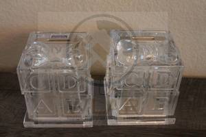 lot 182 image: TOTAL OF 2 MARQUIS WATERFORD CRYSTAL ALPHABET BLOCKS SAVING BANKS&nbsp MADE IN GERMANY&nbsp