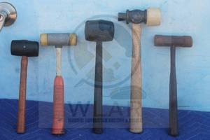 lot 58 image: TOTAL OF 5 ASSORTED BRAND SIZE RUBBER MALLET HAMMERS  SEE PICS&nbsp&nbsp