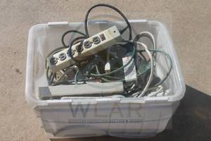 lot 67 image: LOT OF ASSORTED BRAND SURGE PROTECTORS  SEE PICS , TOTE INCLUDED&nbsp