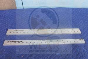 lot 101 image: TOTAL OF 2 JOHNSON LEVEL REPLACEMENT ALUMINUM STRAIGHT EDGE DRY - WALL T -SQUARES  ADJUST A-SQAURE&nbsp 16 RULER BLADE&nbsp &nbsp SEE PICS&nbsp