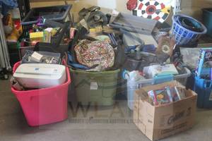 lot 134 image: HUGE MISC LOTGENEROUS AMOUNT RESELL ABLE ITEMS - GREAT FOR GARAGE SELLS, EBAY AND FLEA MARKET BOOTH. LOTS OF LITTLE MONEY MAKERS. MORE PIECES WERE ADDED. TOTES INCLUDED  SEE PICS  MUST TAKE ALL&nbsp