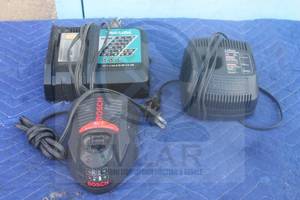 lot 143 image: TOTAL OF 3 ASSORTED BRAND TOOL BATTERY CHARGERS , CRAFTSMAN,MAKITA,BOSCH&nbsp