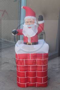 lot 153 image: SANTA CLAUS POPPING OUT OF A CHIMNEY INFLATABLE , 5FT TALL&nbsp