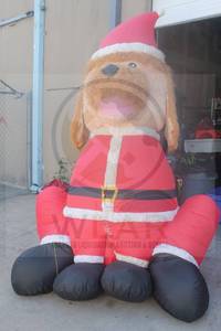 lot 154 image: VERY LARGE DOG IN SATA COSTUME&nbsp HOLIDAY INFLATABLE  HAS HOLE NEED STITCHING  SEE PICS&nbsp