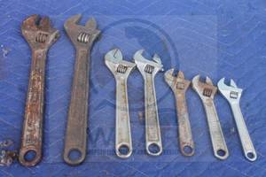lot 17 image: TOTAL OF 7 ASSORTED BRAND ADJUSTABLE ANGLE WRENCHES , 6 , 8 , 12  SEE PICS&nbsp
