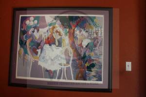 lot 4 image: ISAAC MAIMON LARGE COLOR SERIGRAPH  WEST BANK CAFE IN BLACK FRAME SIGNED AND NUMBERED 215 275,&nbsp 43 H X 53 W  SEE PICS&nbsp