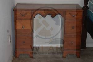 lot 18 image: VINTAGE VICTORIAN-STYLE WOOD&nbsp 6-DRAWER DESK , 40L X 17 X 30H&nbsp