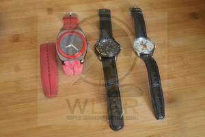 lot 45 image: TOTAL OF 3 ASSORTED BRAND MEN SILICONE LEATHER BAND WATCHES - GENEVA , DISNEY, QUARTZ BROWN LEATHER BAND&nbsp