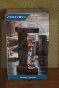 lot 66 image: NEW IN BOX ACURITE GALILEO THERMOMETER WITH WOOD STAND 00796WB&nbsp