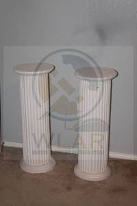 lot 76 image: TOTAL OF 2 FLUTED PLASTER COLUMN WHITE PEDESTALS , 12 DIAM X 30H&nbsp