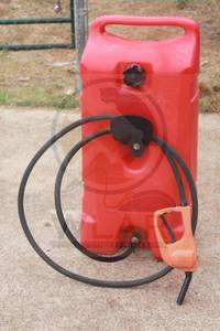 lot 126 image: FLO N&nbsp GO DURAMAX 14 GALLON FUEL CADDY GAS CAN WITH HOSE PUMP HANDLE&nbsp