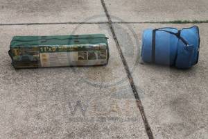 lot 137 image: TIMBER CREEK 11 FT X 9 FT&nbsp PENTAGON DOME TENT&nbsp WITH 2 LOCKERS IN ORIGINAL CASE&nbsp &nbsp&amp&nbsp ADULT BLUE SLEEPING BAG&nbsp