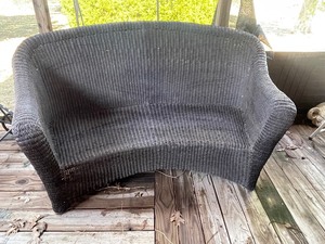 lot 168 image: ALL WEATHER WICKER WOVEN LOVESEAT  ( BROWNBLACK , SEE PICS&nbsp