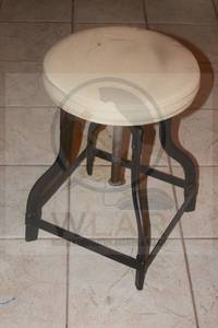 lot 210 image: NATURAL CANVAS BACKLESS BAR STOOL WITH ADJUSTABLE SWIVEL MECHANISM&nbsp