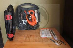 lot 213 image: BLACK &amp DECKER&nbsp CORDED ZIP SAW HS600 TYPE1&nbsp MULTI PROJECT TOOL WITH LOT OF&nbsp ASSORTED SIZE RECIPROCATING SAW BLADES AND CARRY CASE&nbsp