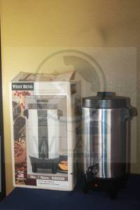 lot 276 image: WEST BEND 58002&nbsp 12-42 CUP PERCULATOR IN ORIGINAL BOX  NEED POWER SUPPLY CORD&nbsp
