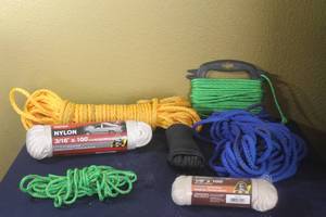 lot 284 image: LOT OF ASSORTED COLOR UTILITY DURABLE CORD ROPES&nbsp