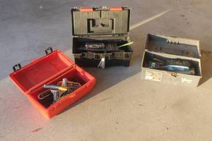 lot 319 image: TOTAL OF THREE PORTABLE TOOL BOXES - VICTOR 1510,RIMAX,TOOLMASTER WITH GENEROUS AMOUNT OF CONTENTS  SEE PICS&nbsp
