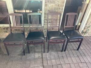 lot 283 image: TOTAL OF 4 COSCO WOOD LEATHER SEAT&nbsp FOLDING CHAIRS , 14-270-DMB  SEE PICS&nbsp&nbsp