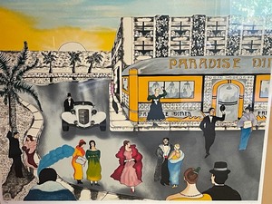 lot 301 image: &nbspLARGE&nbsp FRAMED WALL ART&nbsp  PARADISE DINER  SIGNED BY AMERICAN ARTIST LINNEA PERGOLA AND NUMBERED 68295&nbsp