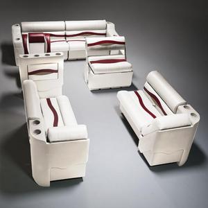 lot 205 image: NEW IN BOX ACTION OUTDOOR PRODUCTS COMPANY PREMIUM&nbsp &nbspLEATHER WHITEBURGUNDY-LTP CORNERSEAT FOR PANTOON BOAT&nbsp 7104303&nbsp &nbsp&amp&nbsp CORNER SEAT BASE WHITE 7104100&nbsp